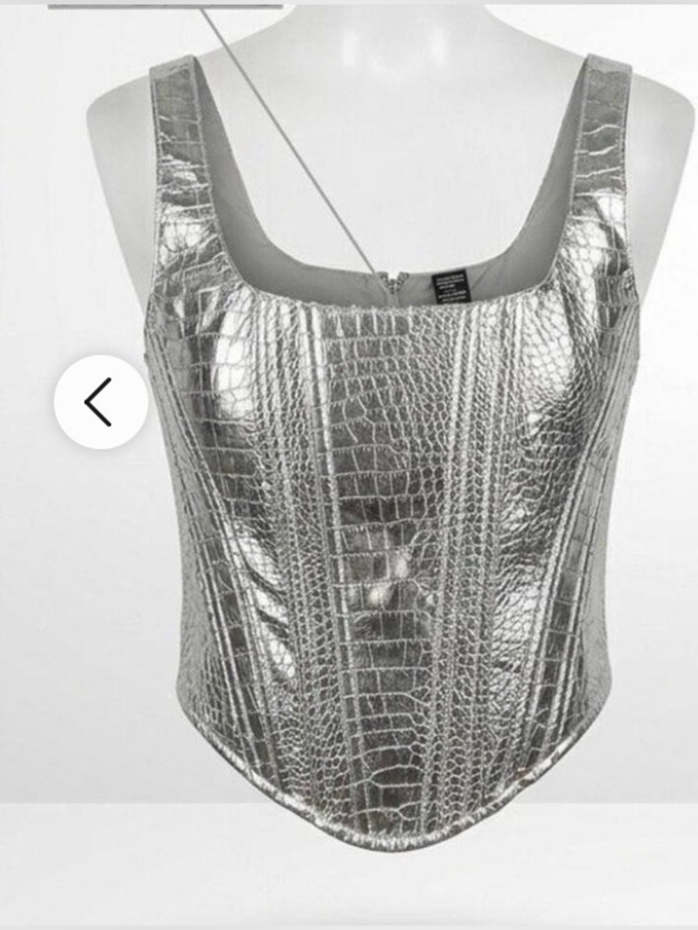 Forever 21 Metallic Silver Croc-Embossed Tank